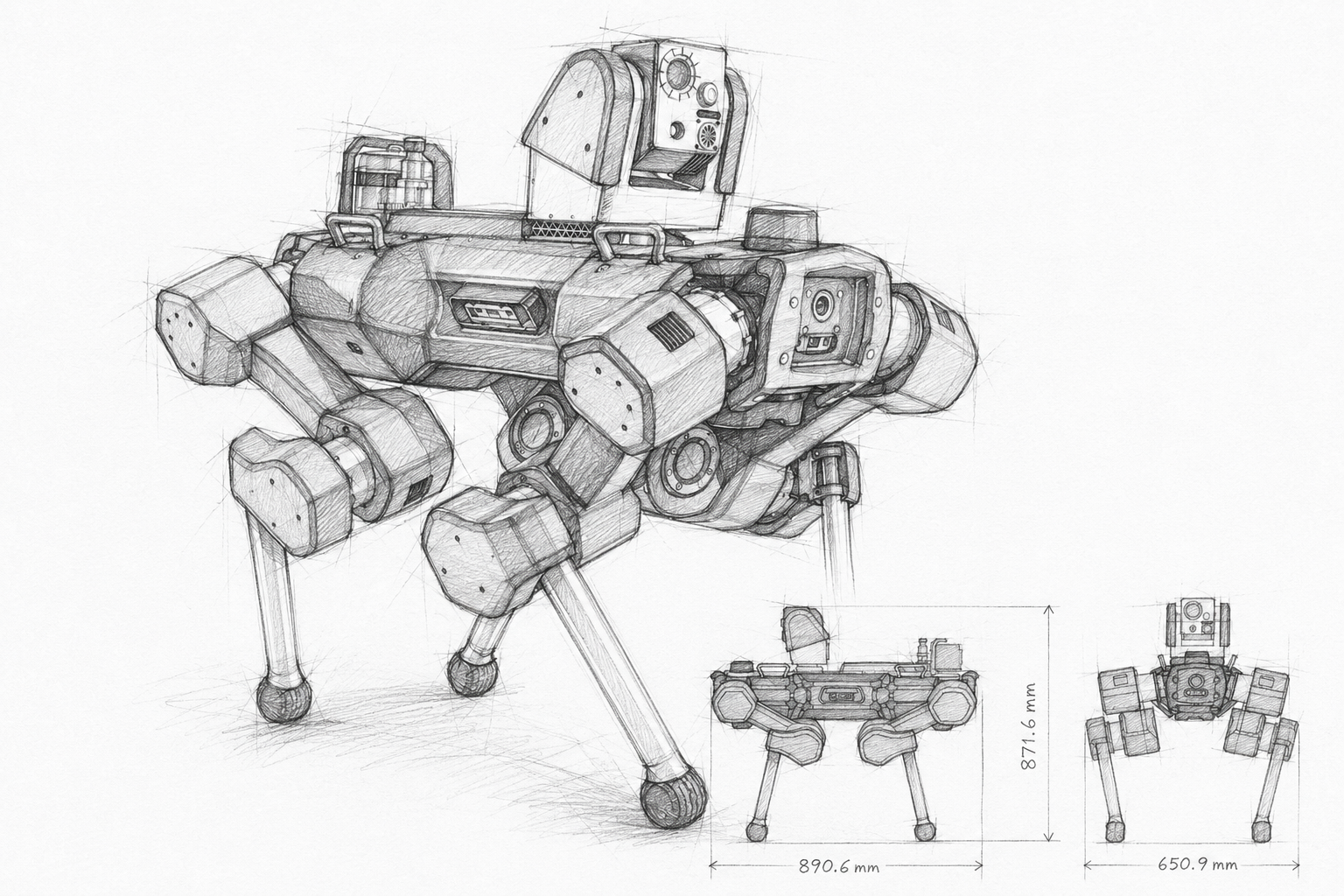 Non-photorealistic line rendering of the ANYmal X.