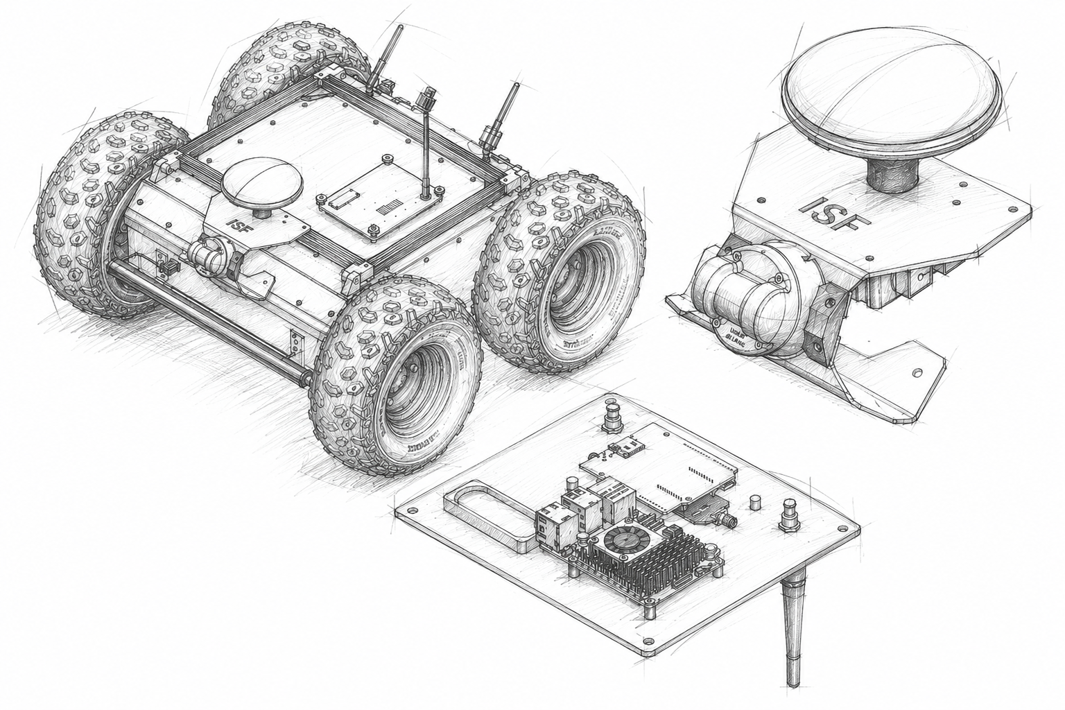 Non-photorealistic line rendering of the GNSS RTK localization subsystem